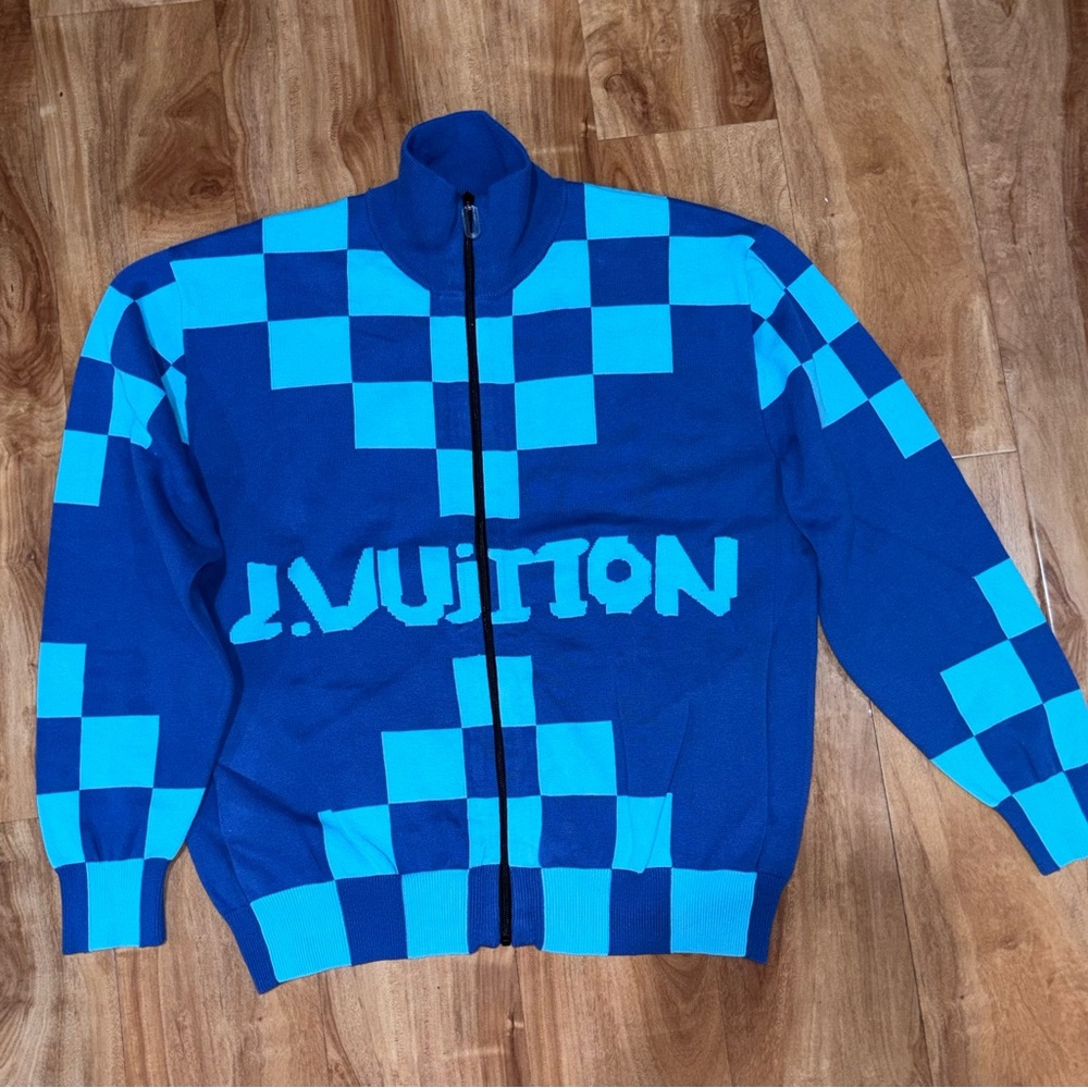 Louis Vuitton - Men's Blue Wool Zip Blouson Cardigan